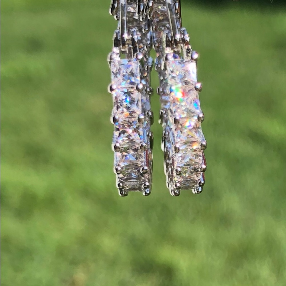 Hoop earrings CZ diamond 17 in each earring. Save Pets in High Kill Shelters